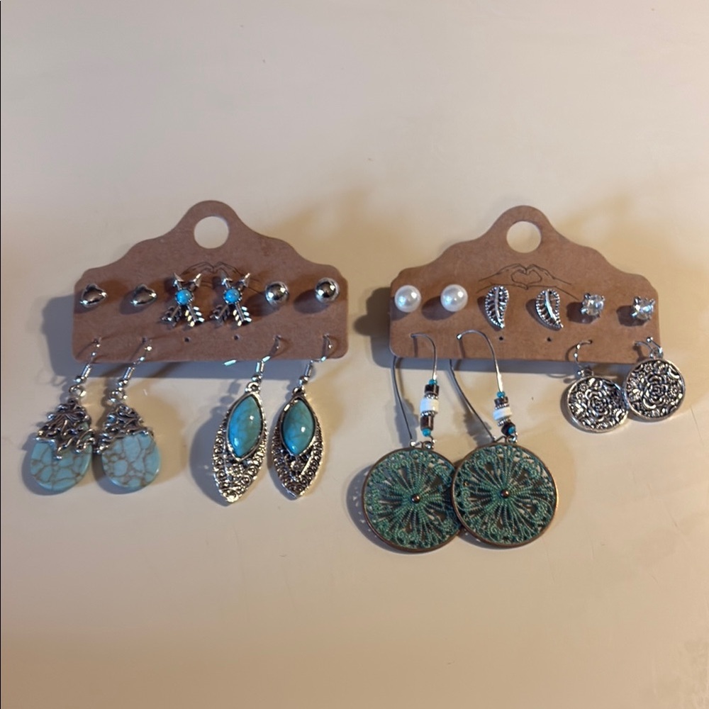 Turquoise and Silver Earring Set